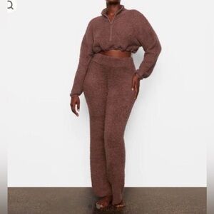 Skims Teddy Set Long Sleeve Cropped Pullover Sweater & Pants Women's L / XL